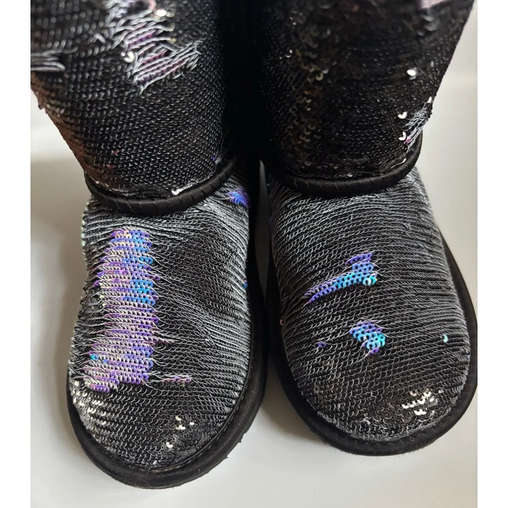 UGG Kids Black and Purple Sequin Boots - Picture 5 of 10